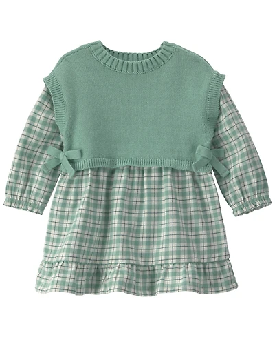 Carter's Baby Girls' Checkered Flannel Long-Sleeve Dress and Vest with Matching Bloomers