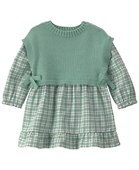 Carter's Baby Girls' Checkered Flannel Long-Sleeve Dress and Vest with Matching Bloomers