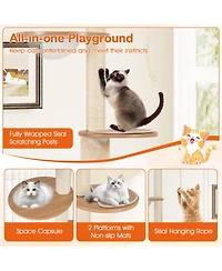 Sugift 101 in Floor to Ceiling Cat Tree Height Adjustable With Litter Box Enclosure