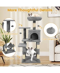 Sugift Multi-Level Cat Tower with 2-Door Condo Padded Top Perch and Hammock