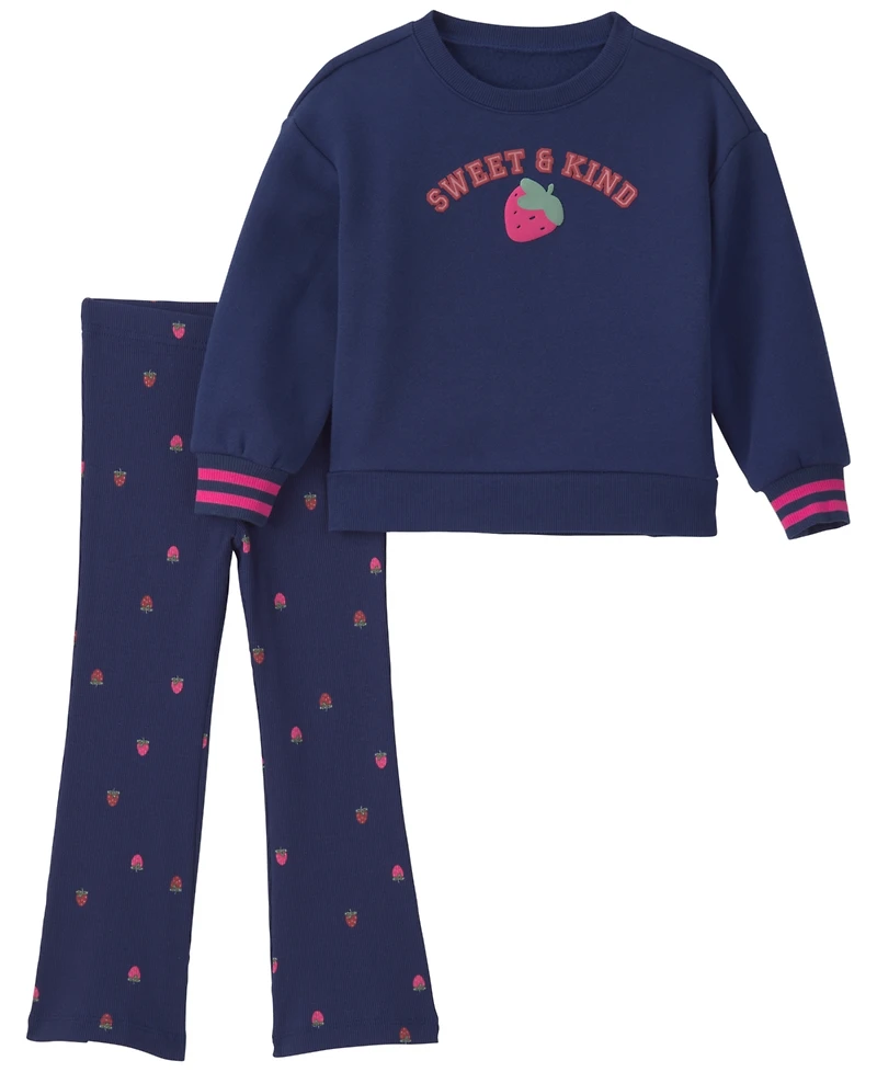 Carter's Toddler Girls' 2T-5T Sweet & Kind Strawberry Graphic Sweatshirt and Pants, 2-Piece Set