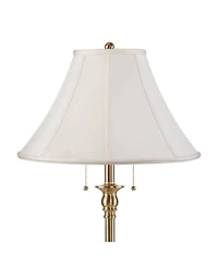 360 Lighting Dyna Traditional 58" Tall Standing Floor Lamp Skinny Pole Pull Chain Antique Brass Finish Shantung Shade