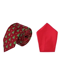 Trafalgar Men's Christmas Tie and Pocket Square Bundle