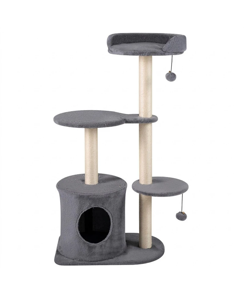Sugift 43in Cat Tree for Indoor Cats with Plush Perches Condo and Sisal Scratching Posts