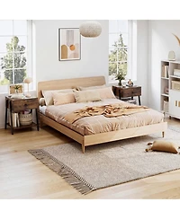 Sugift Set of 2 Industrial Nightstands with Wooden Drawer and Adjustable Foot Pads for Bedroom