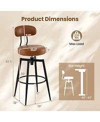 Sugift Set of 4 Swivel Barstools Faux Leather Upholstered Seat and Back