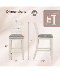 Sugift 4-Piece Counter Height Chairs with Fabric Seats and Rubber Wood Legs