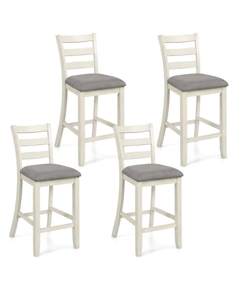 Sugift 4-Piece Counter Height Chairs with Fabric Seats and Rubber Wood Legs
