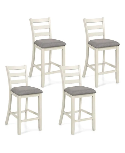 Sugift 4-Piece Counter Height Chairs with Fabric Seats and Rubber Wood Legs
