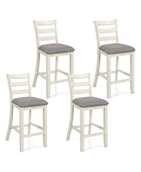 Sugift 4-Piece Counter Height Chairs with Fabric Seats and Rubber Wood Legs