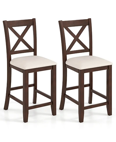 Sugift Modern Farmhouse Counter Height Stools with Footrest and Cushion