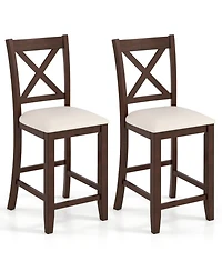 Sugift Modern Farmhouse Counter Height Stools with Footrest and Cushion