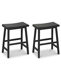 Sugift Set of 2 24 Inch Counter Height Solid Wood Saddle Bar Stools
