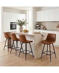 Sugift Set of 2 24 Inch Bar Stools with Backs and Footrests