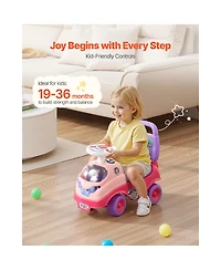 Hongge Foot to Floor Ride On Push Car with Interactive Steering Wheel, 48.5 lb Capacity, Ages 19-36 Months