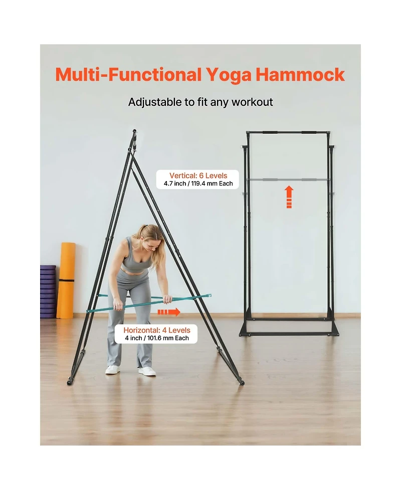 Hongge Foldable Aerial Yoga Stand Frame with 6.6-Yard Hammock