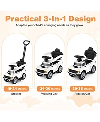 Hongge 3-in-1 Kids Ride-On Push Car with Led Lights and Under-Seat Storage, Ages 1.5-3