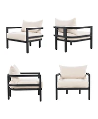 Asagikoiai 5-Piece Outdoor Steel Patio Conversation Set with Coffee Table and Cushions