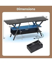Sugift 65 in Tv Stand with Power Outlets and Led Lights