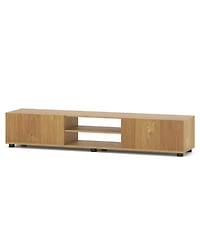 Sugift Modern Tv Stand for up to 70 in TVs Minimalist Entertainment Center with 2 Doors Open Shelves