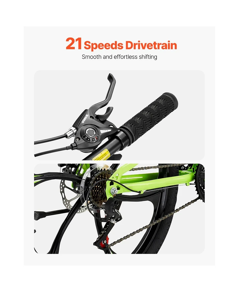 Hongge 26 in Full Suspension Folding Mountain Bike 21-Speed