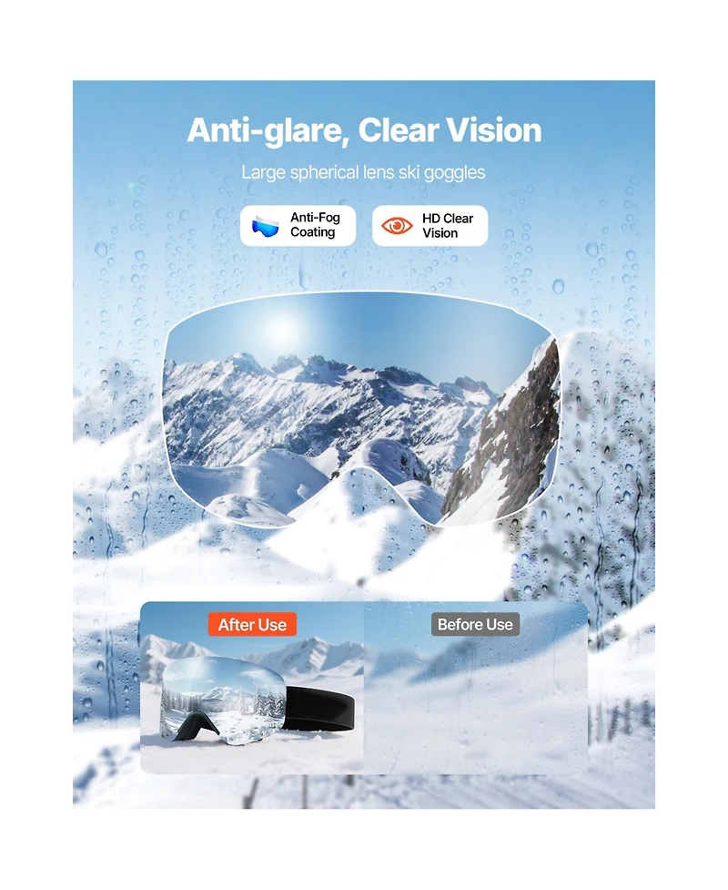 Hongge Frameless Magnetic Cylindrical Lens Ski Goggles Otg Fit
