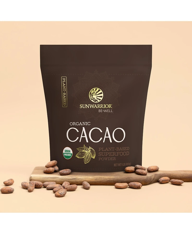 Sunwarrior Cacao Powder, Unsweetened Raw Cocoa for Baking and Smoothies, Non Gmo, 455 Gram