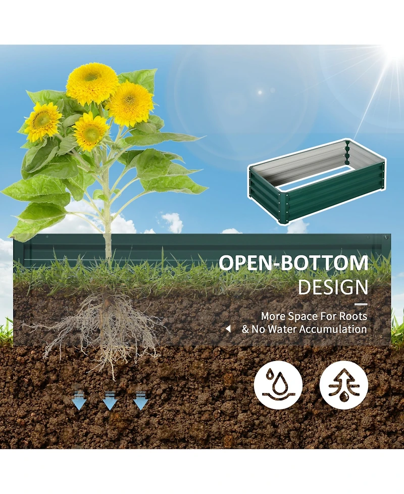 4' x 2' Raised Steel Garden Planter Bed for Vegetables, Herbs, Green