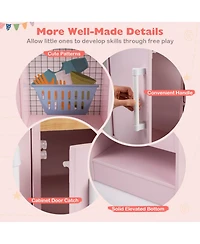 Sugift Double-Sided Play Kitchen with Water Dispenser and Range Hood, Ages 3+