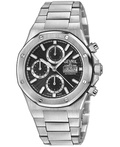 Gevril Men's Swiss Made Kingsgate Swiss Automatic Silver Stainless Steel Bracelet Watch