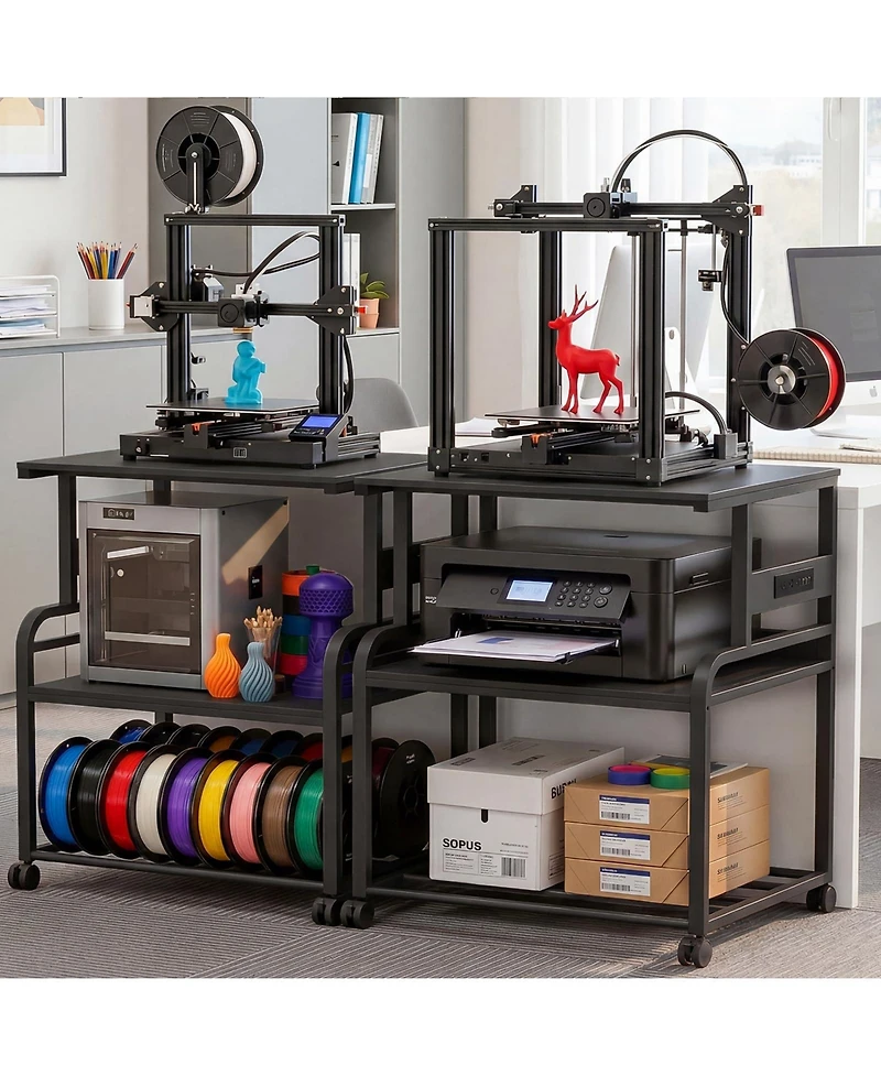 Aheaplus 3-Tier 3D Printer Stand Heavy with Filament Storage, Duty Rolling Cart