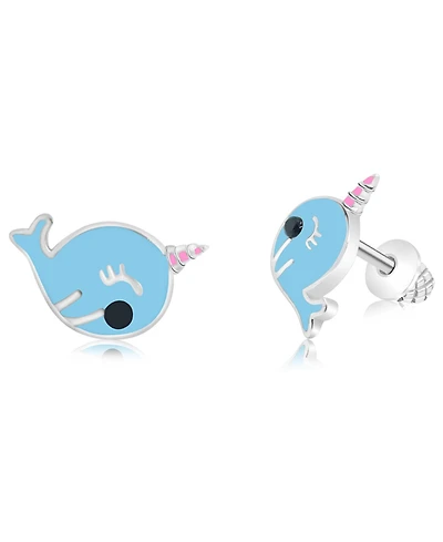Chanteur Kids Narwhal Hypoallergenic Earrings for Girls with Surgical Titanium Screwbacks