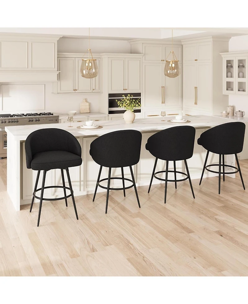 Gaomon 360degree(s) Swivel Bar Stools Set of 4 with Backs - Upholstered Polyester Knit, Counter Height Dining Chairs