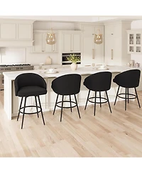 Gaomon 360degree(s) Swivel Bar Stools Set of 4 with Backs - Upholstered Polyester Knit, Counter Height Dining Chairs