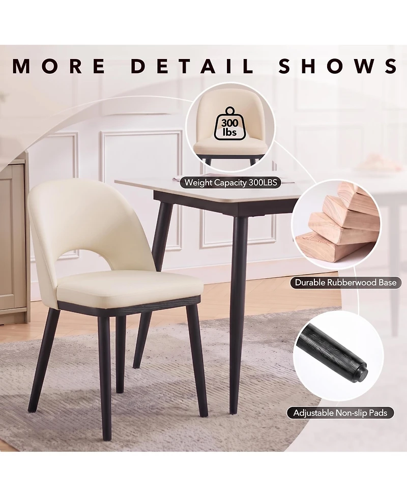 Gaomon Wooden Dining Chairs Set of 6,Upholstered Kitchen Dining Room Chair,Modern Linen Fabric hollowed out Dinner Chair