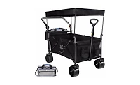 Mountaintop Collapsible Wagon with Removable Canopy,4" All-Terrain Brake Wheels, Adjustable Handles, Cooler Bag for Garden and Beach