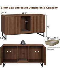 Vabches Double Room Large Cat Cabinet, Litter Box Furniture Hidden with Scratch Pad