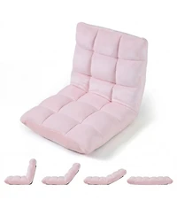 Sugift 14-Position Adjustable Folding Floor Chair with Padded Flannel Cushion
