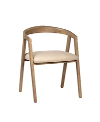 Dovetail Furniture Jalen Oak Wood Dining Chair with Linen Upholstered Seat