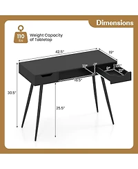 Costway Computer Desk with Drawers, Open Storage Compartment