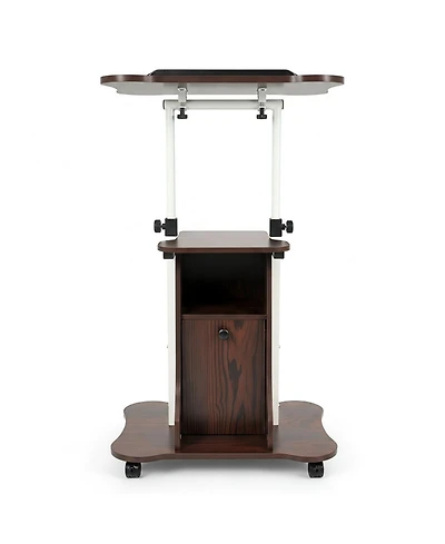 Sugift Adjustable Mobile Standing Desk Cart with 0-180degree(s) Tilt Desktop and Cabinet