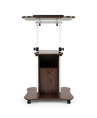 Sugift Adjustable Mobile Standing Desk Cart with 0-180degree(s) Tilt Desktop and Cabinet