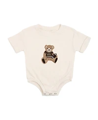 Sweet Wink Baby Boys Teddy Bear Patch Short Sleeve Romper