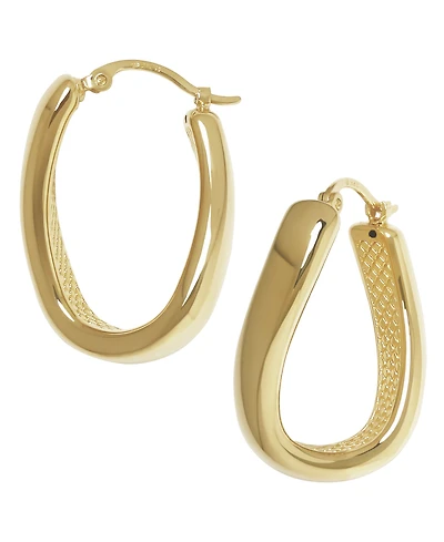 Macy's Sculptured Twisted Offset Hoop Earrings in 14k Yellow Gold