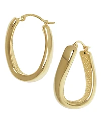 Macy's Sculptured Twisted Offset Hoop Earrings in 14k Yellow Gold