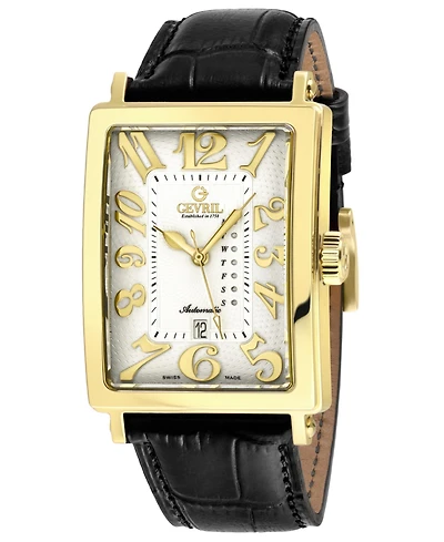 Gevril Men's Swiss Made Avenue of Americas Swiss Automatic Italian Leather Strap Watch