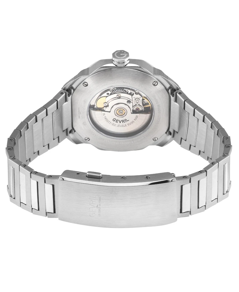 Gevril Men's Swiss Made Roosevelt Swiss Automatic Silver Stainless Steel Bracelet Watch