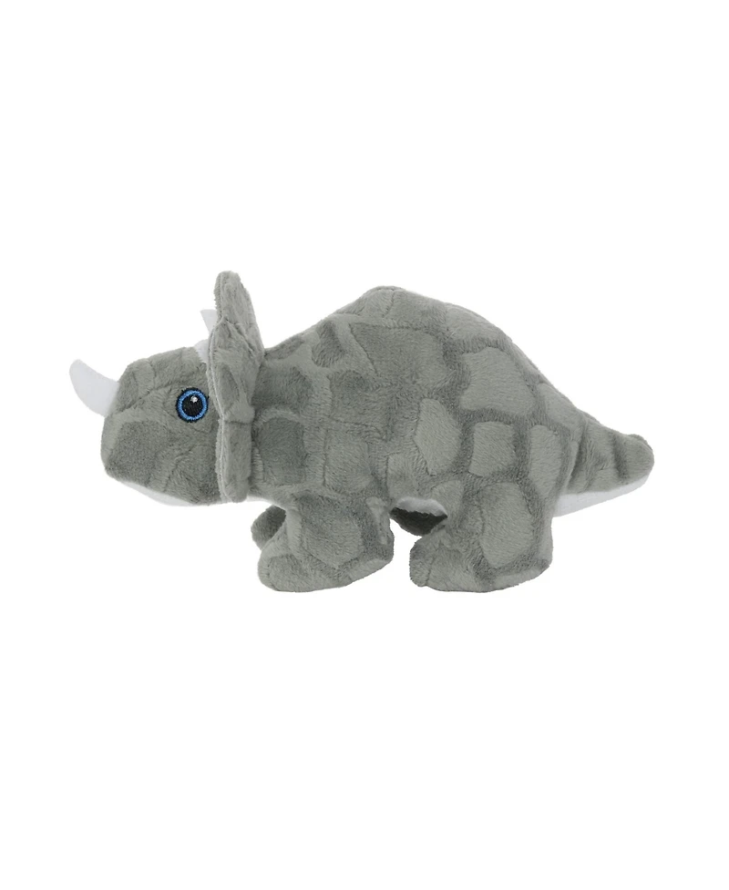 Mighty Jr Dinosaur Triceratops 2 Pack, Durable Plush Squeaky Dog Toy