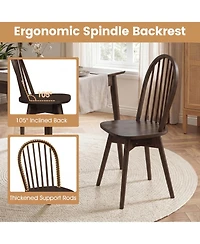 Sugift Swivel Windsor Dining Chairs Set of 4 with Rubber Wood Frame