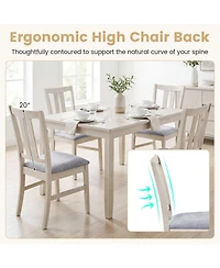 Sugift Wooden Upholstered Dining Chairs Set of 4 with High Curved